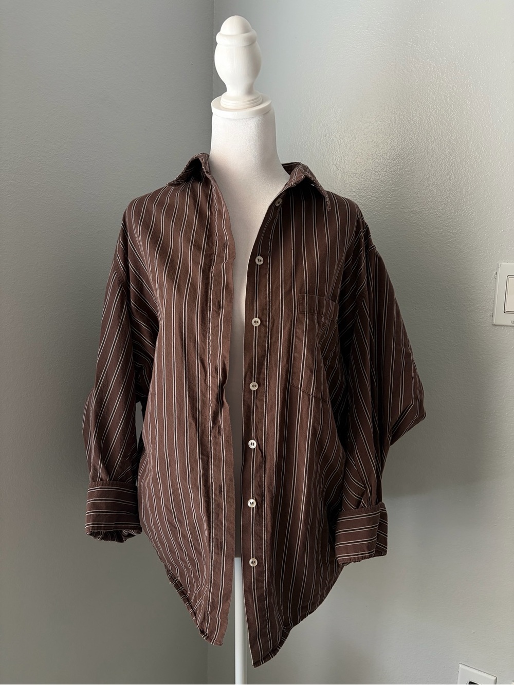 Zara brown striped button up